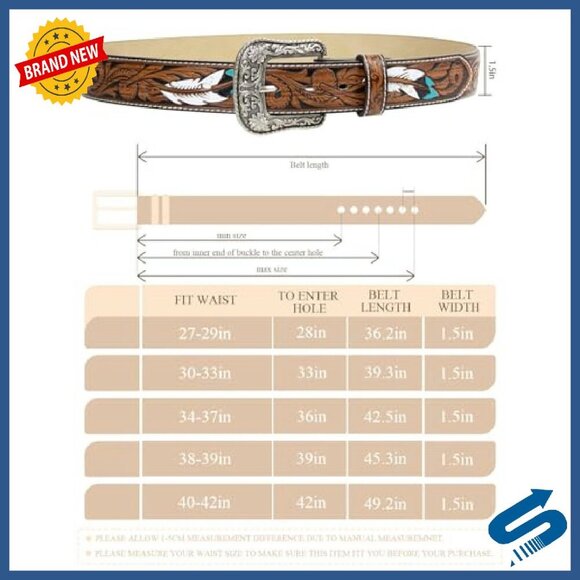 Western Belt with Removable Buckle - 1.5\